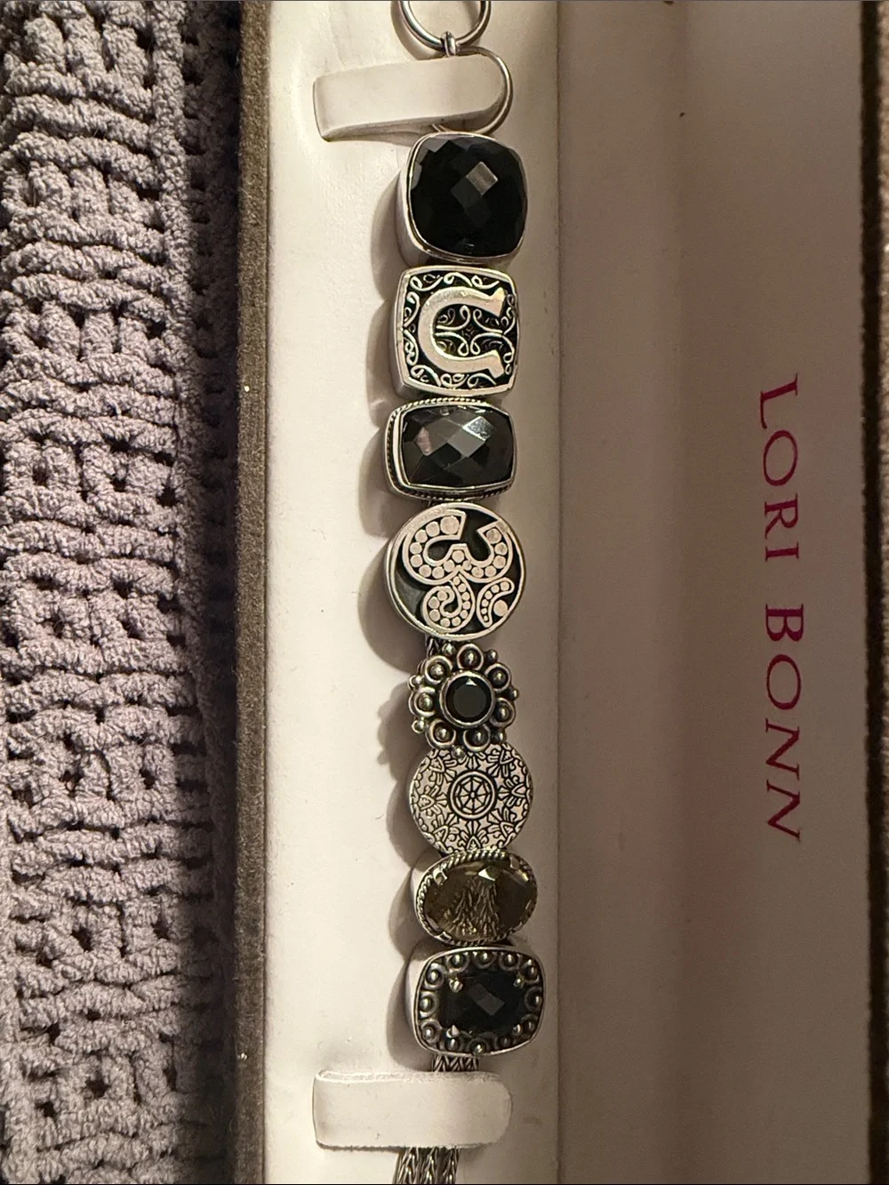 Lori Bonn Silver Bracelet with Black Accents